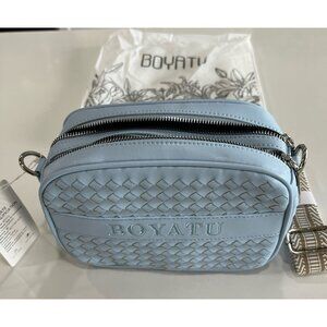 Boyatu light blue woven leather Crossbody bag